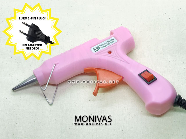Hot Glue Gun (20w) (Pink) with Switch, Free 12pcs Glue Sticks - MONIVAS